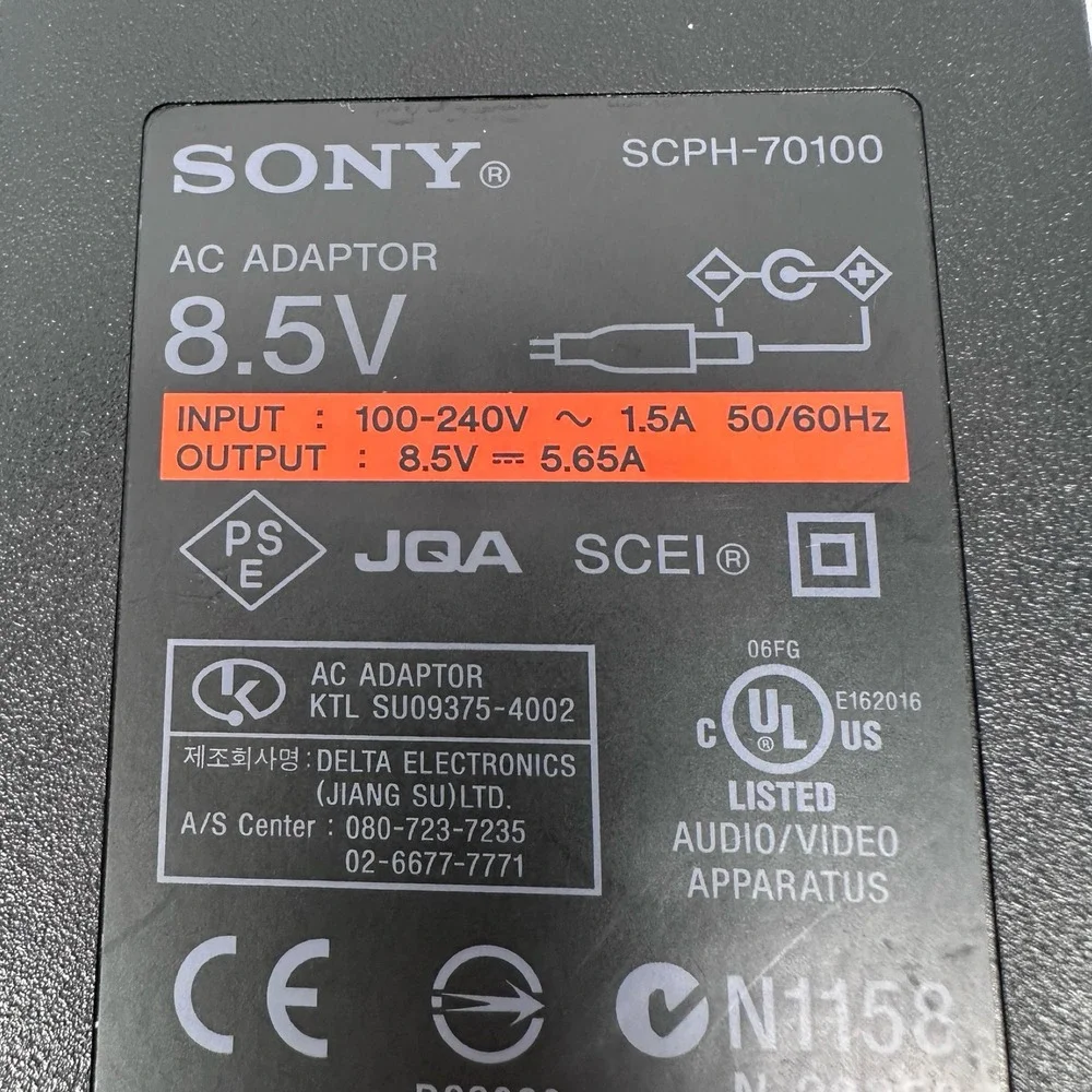 Sony‎ PlayStation 2 Slim AC Adaptor SCPH-70100 8.5V Power Supply PS2 OEM Black